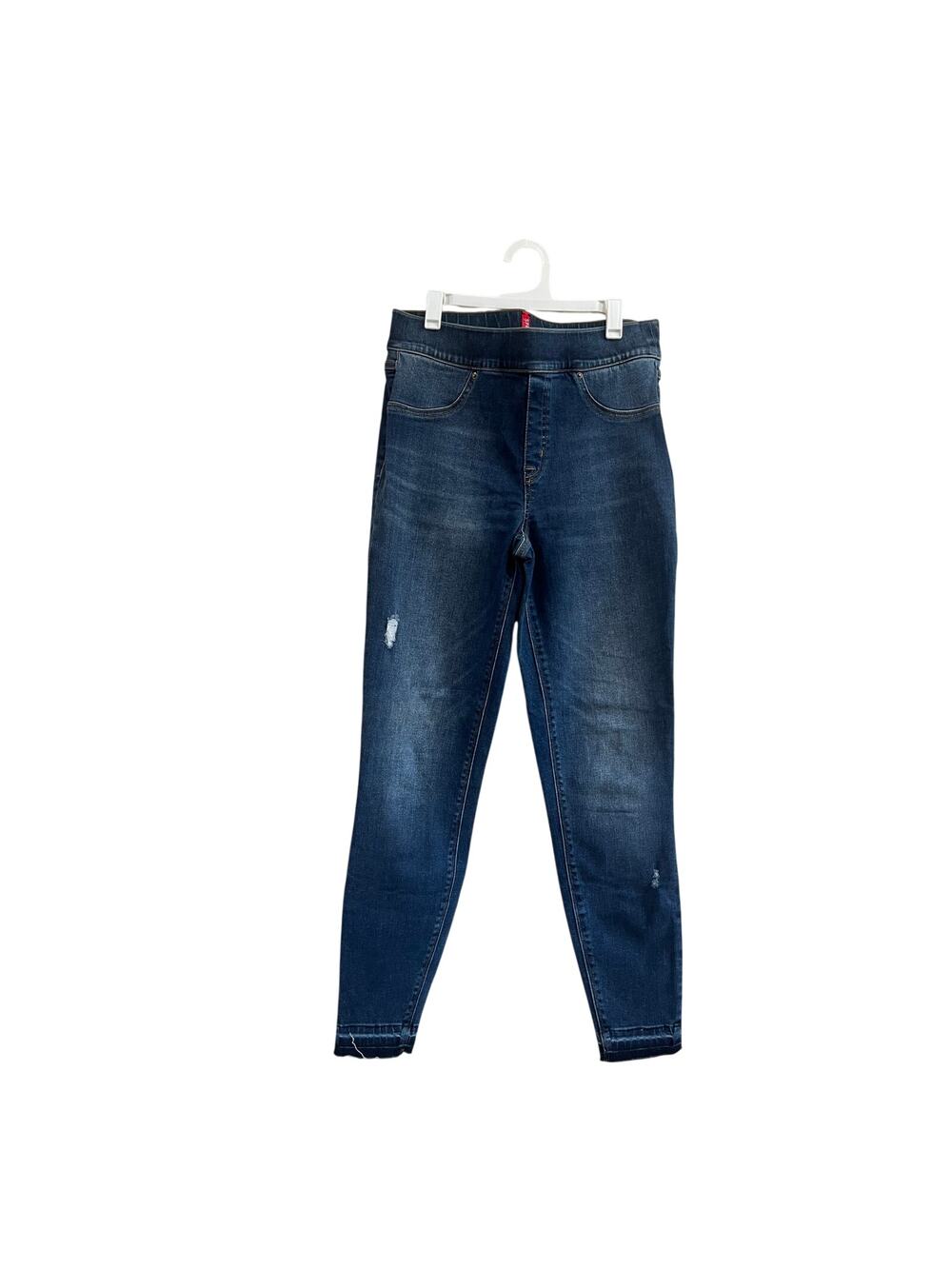SPANX Distressed Ankle Skinny Jeans Pull On Stretch Denim Medium Wash M